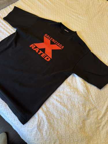 BALENCIAGA X RATED Tシャツ 黒地に赤 半袖 Balenciaga x rated - Gem