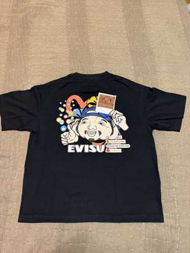 Evisu グラフィックプリント Tシャツ グリッターグラフィックプリントファッションフィットギャザード