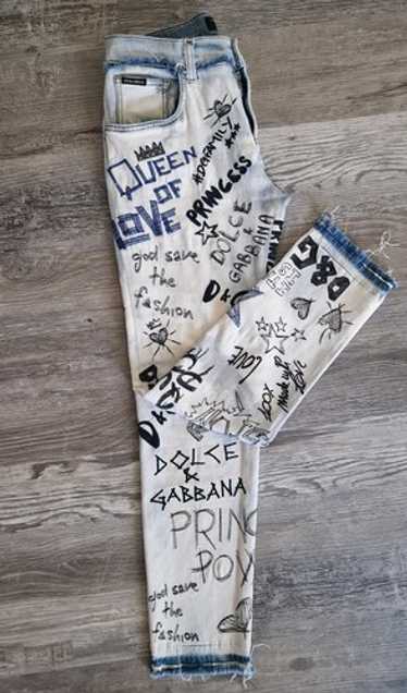 パンツ archive D&G dolce&gabbana Painted Denim Dolce Gabbana Vintage, D&G Baggy Jeans, Dolce and Gabbana