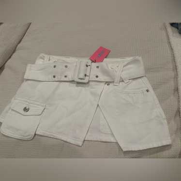 Edikted White Mini Skirt with Belt NWT - image 1