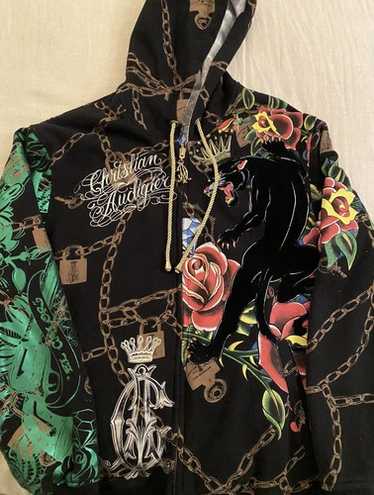 Christian Audigier グラフィック　ジップパーカー　デカロゴ Christian Audigier Full Zipper Hoodies for Men | Mercari
