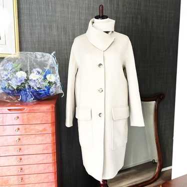 [HERMES]★Cashmere-double zip-up Long Coat★White New Hermes Long Coat Manteau Inspiration Double Cashmere
