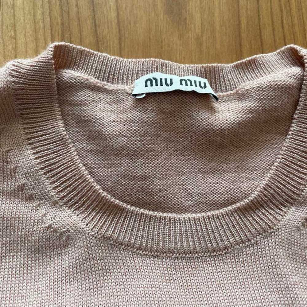 MIU MIU Miu Miu Short-Sleeved Knit with Ribbon Be… - image 2