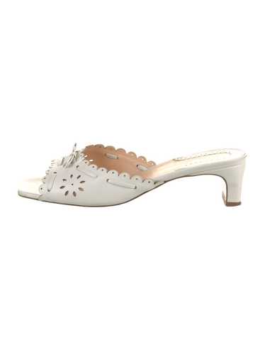 サンダル・ミュール Rouje Floriana Sandals - Rouje - Leather - White White mesh leather wedge mules | Rouje