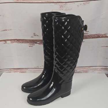 HUNTER REFINED GLOSS QUILT（BLK） Amazon.com | Hunter Refined Gloss Quilt Tall Rain Boots