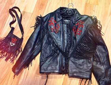Vintage rose leather fringe - Gem
