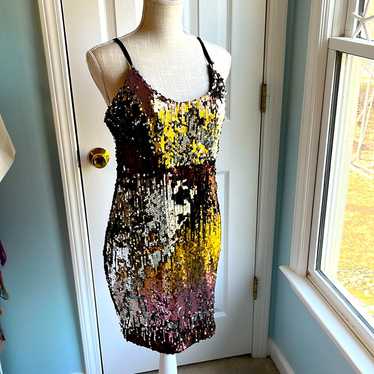 Mind Code Spaghetti Strap Multi-Color Sequin Body… - image 1