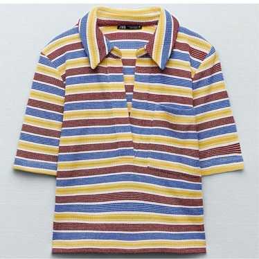 ★ZARA★ STRIPED KNIT POLO SHIRT STRIPED KNIT POLO - Ink blue | ZARA United States