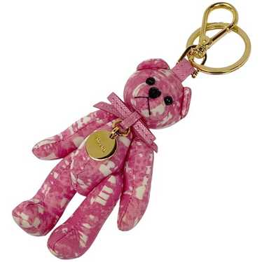PRADA テディベアキーホルダー ブラック・ゴールド Prada Women's Black/Gold Teddy Bear Handbag Charm Keychain