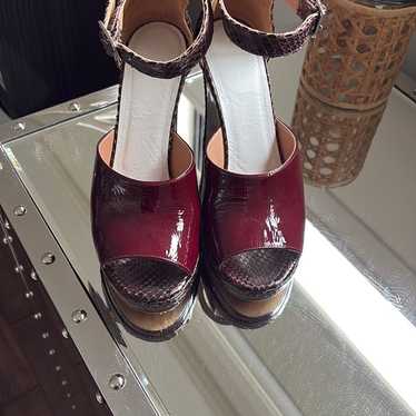 MAISON MARGIELA◆スニーカーPlatform & Wedge S59WS0081 P1802 Maison Martin Margiela Wedge Shoes Leather Wood Peep Toe