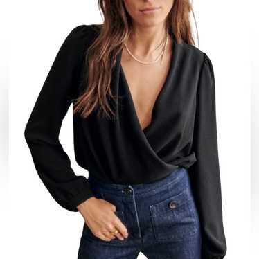sezane ABÉLIA ブラウス black xs Abélia Blouse - Black - Recycled polyester - Sézane