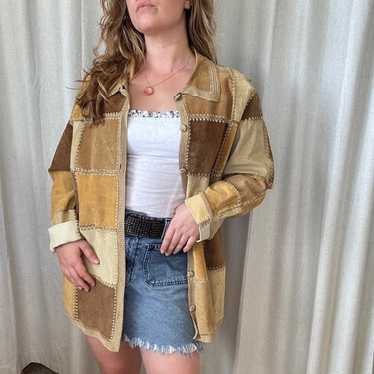 Patchwork leather char suede jacket - Gem