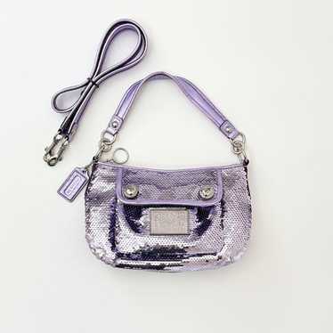バッグ COACH Poppy Sequin Handbag Purple Coach Poppy Sequins Groovy Shoulder Handbag | Coach Handbags