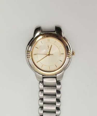 【イブサンローラン】 クリーム色✖ゴールドストライプ Vネックカーディガン MAKE AN OFFER YSL YVES SAINT LAURENT CASSANDRE CINTURA 3D