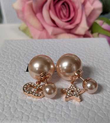 【Dior】Tribales ピアス Gold/Rose Dior Tribales Earrings Antique Gold-Finish Metal and White