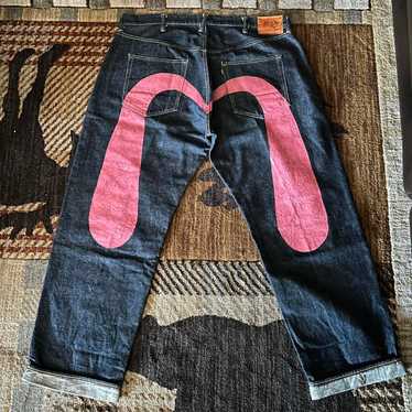 EVISU / Pinkカモメ Straight Denim Daicock Print Straight Fit Washed Jeans – EVISU