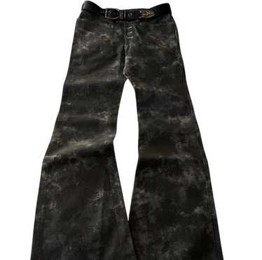 パンツ TORNADO MART - black flare denim leopard Tornado Mart Waxed Leopard Print Flared Jeans I completely