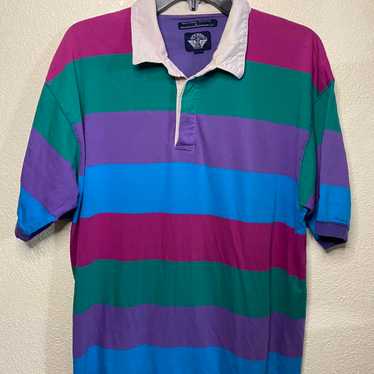 トップス 90s DOCKERS check Polo shirts 90s Dockers Gray & White Striped Polo Shirt L - Etsy