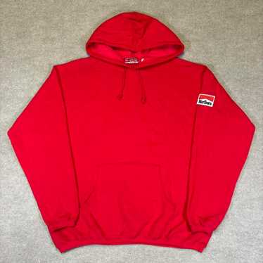 トップス 90s VINTAGE MADE IN USA Marlboro SWEAT Vintage 90s Marlboro Cigarettes Spellout Logo Red Pullover