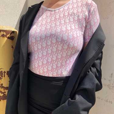 MimiDior ヴィンテージディオールバラ刺繍 長袖Tシャツピンク DIOR ディオール tシャツ 蜂 半袖 プリント かわいいバージョン