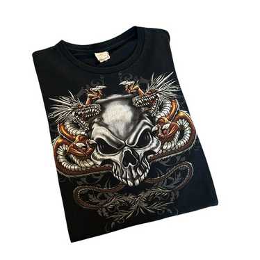 トップス TATTO LS T-SHIRT Dragon Skull Deadstock NOS vintage 80s SKULL CHINESE DRAGON TATTOO T-Shirt M/L