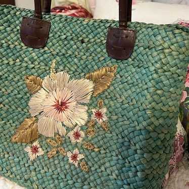 ハンドバッグ BOHEME BICOLOR STRAW HANDBAG Multi Color Boho Straw Bag / Handmade Market Straw Bag