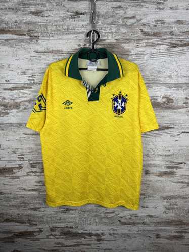 1990s Vintage UMBRO×Brazil Game Shirt Brazil Brasil Vintage 90s Umbro Soccer Jersey - Yellow
