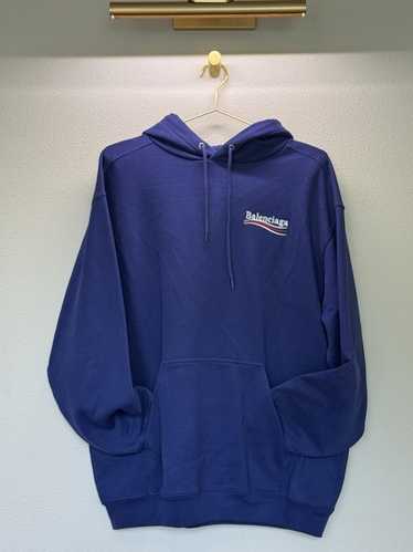 【BALENCIAGA】ブルー Political Campaign フーディ Balenciaga Political Campaign Medium Fit Hoodie Blue Men's - US