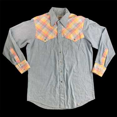 トップス 70s Lee RIDERS Polyester Western Shirts Vintage Lee 1970s Pearl Snap Long Sleeve Fleece Western