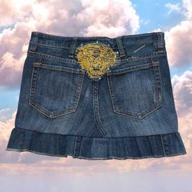 【Anyone more】Hardy damage blue mini skirt Ed hardy denim mini skirt - Gem