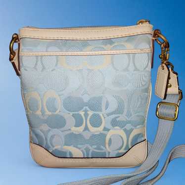 バッグ 1895 Coach Optic Signature Shoulderbag Coach Silver Gray Optic Signature Sateen Jacquard Shoulder