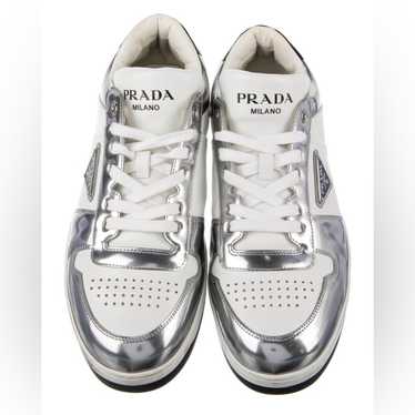 スニーカー PRADA 'Downtown' sneakers White 2EE395FG0003ABU Prada DOWNTOWN Patent Leather White/Bianco Sneaker Wmn 8-8.5