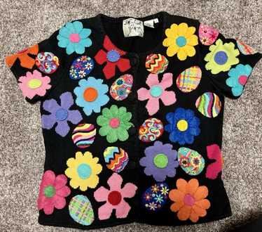 Michael Simon 80’s vintage 半袖ニット くちびる柄 Michael Simon 80's vintage 半袖ニット くちびる柄（Women's