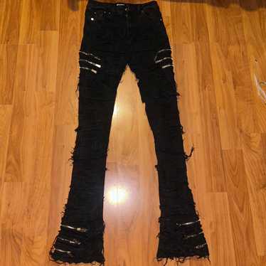 パンツ GUAPI ALL BLACK DISTRESSED BAGGY DENIM distressed_blk_071A9908_2048x_