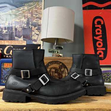 skechers biker boots mens