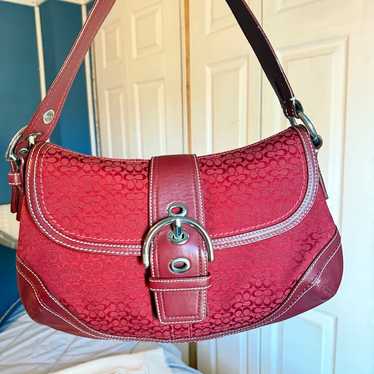バッグ Coach Soho Red Signature Hand Bag Coach | Signature Soho Hobo Shoulder Bag | Preloved Designer