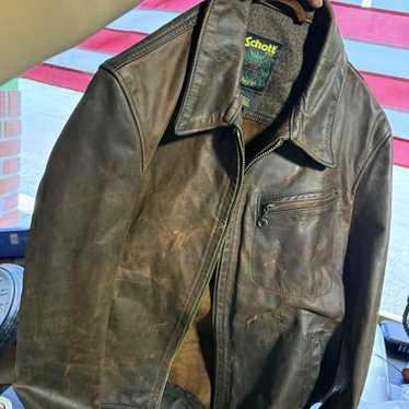 ム*ン様 vintage schott suede leather tracke Vintage Schott Western Genuine Suede Cowhide Leather Jacket