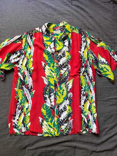 50s vintage MALIHINI アロハ　ビンテージ レア MADE IN HAWAII製 Malihini 半袖総柄アロハシャツ オレンジ