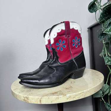 【vintage】Tony Lama Western Boots 刺繍 黒 Vintage Tony Lama Boots Mens 8.5 D Black Brown 6171 Leather