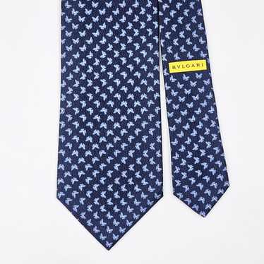 BVLGARI THE SEVEN FOLD TIE ネイビー ☆美品☆BVLGARI ブルガリ セブンフォールドタイ セッテピエゲ