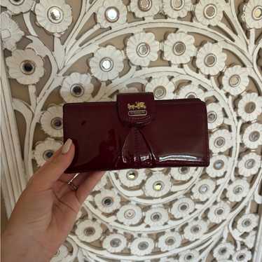 小物 COACH Patent Chain Wallet Burgundy Coach burgundy patent leather - Gem