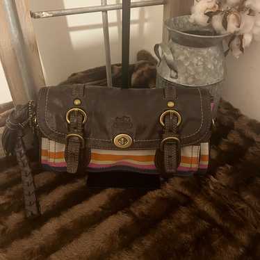 バッグ Coach Legacy Turnlock Shoulder Bag 65th COACH Signature Legacy Turnlock Shoulder Bag Bordeaux Beige