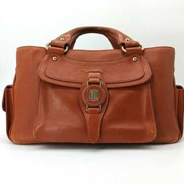 バッグ CELINE TRIOMPHE LEATHER BOOGIE HAND BAG CELINE Boogie bag Handbag Dark Brown leather Triomphe