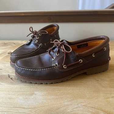 靴 Timberland Authentics 3 Eye Classic Lug Timberland Authentic 3 Eye Lug Classic Boat Shoe Brown Size