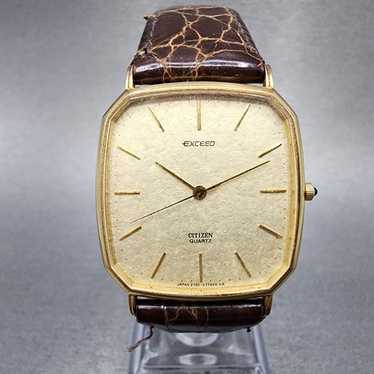 時計 citizen exceed 18k Citizen Exceed Analog Quartz Men Gold Gold K18 750 Vintage