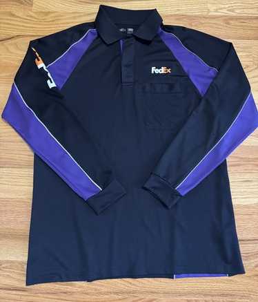 FedEx Ground 長袖ポロスウェット 黒・紫 タグ付き FedEx フェデックスコーポレーション 長袖速乾