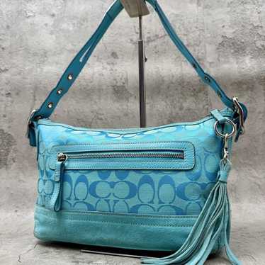 COACH コーチ 9363 ワンショルダーハンドバッグ ブルー シグネチャー Coach handbag 9363 - Gem