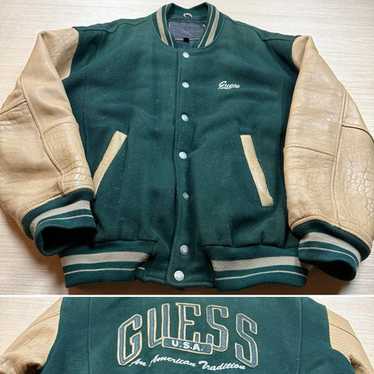 OLD GUESS　アメリカンチーム　袖レザー　刺繍　ヴァーシティージャケット Vintage guess varsity leather - Gem