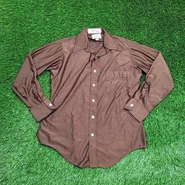 トップス 70's arrow Vintage shirt usa Vintage 70s Arrow Kent Collection White Yellow Perforated