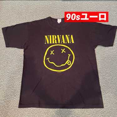 NIRVANA スミルースマイル Tシャツ 黒 Amazon.com: Nirvana Men's Smile One Sided Slim Fit T-shirt